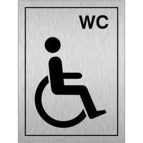 WC disabled toilet brushed aluminium door sign