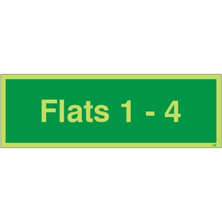 Glow in the dark Flats 1-4 wayfinding sign