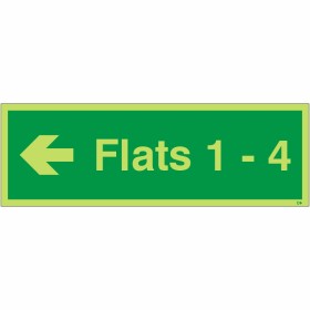 Glow in the dark Flats 1 - 4 Arrow Left Wayfinding Sign