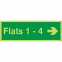 Glow in the dark Flats 1-4 arrow right wayfinding sign
