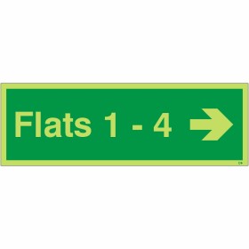 Glow in the dark Flats 1-4 arrow right wayfinding sign