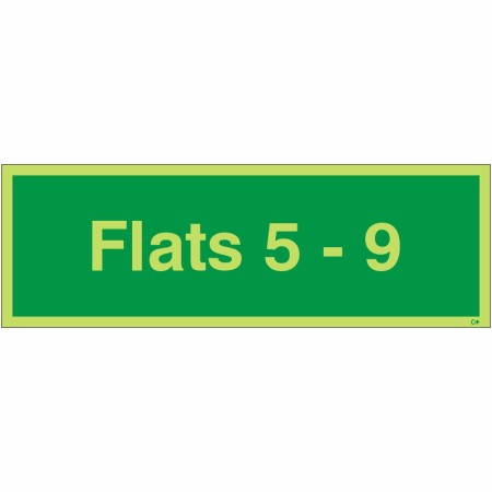 Glow in the dark Flats 5-9 wayfinding sign