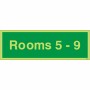Glow in the Dark Rooms 5 - 9 Wayfinding Sign