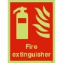 Glow in the dark fire extinguisher safety sign