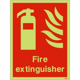 Glow in the dark fire extinguisher safety sign