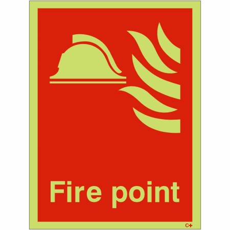 Glow in the dark fire point safety sign