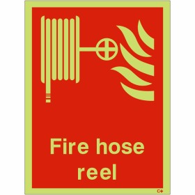 Glow in the dark fire hose reel safety sign