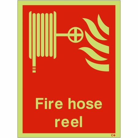 Glow in the dark fire hose reel safety sign