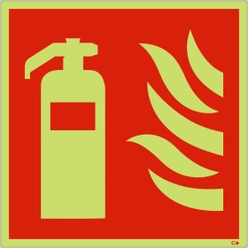 Glow in the dark fire extinguisher symbol safety sign