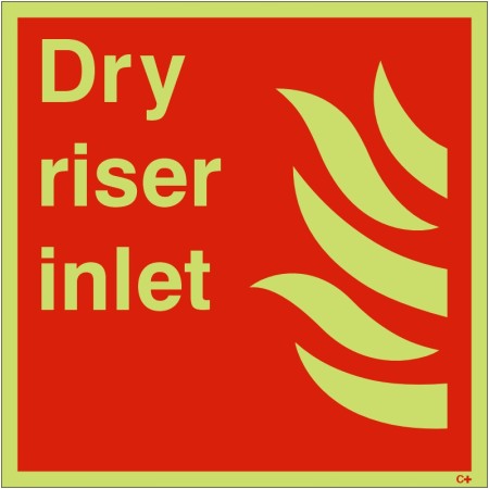 Dry riser inlet glow in the dark safety sign