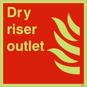 Dry riser outlet glow in the dark safety sign