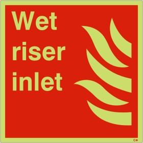 Wet riser inlet glow in the dark safety sign