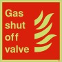 Gas shut off valve glow in the dark safety sign