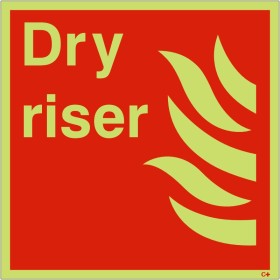 Glow in the dark dry riser safety sign