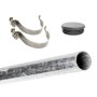 Galvanised sign post kit with round steel post, top cap and stainless steel channel clips