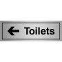 Toilets arrow left brushed aluminium door sign