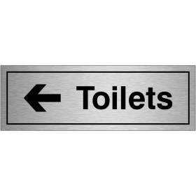 Toilets arrow left brushed aluminium door sign