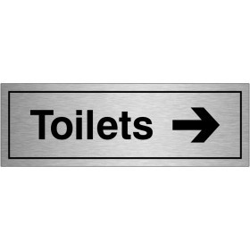 Toilets arrow right brushed aluminium door sign