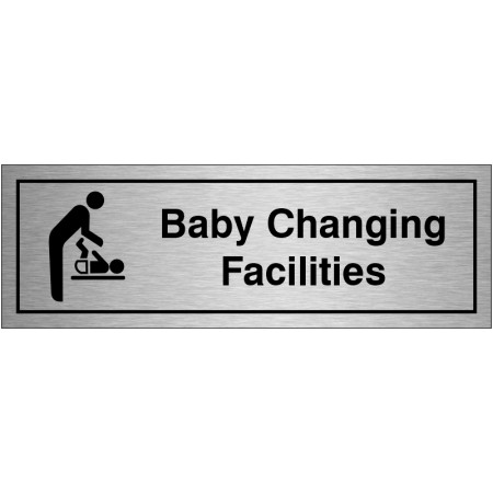 Baby changing facilities brushed aluminium door sign