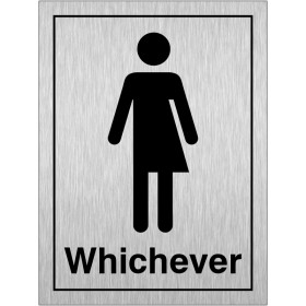 Gender neutral brushed aluminium toilet door sign