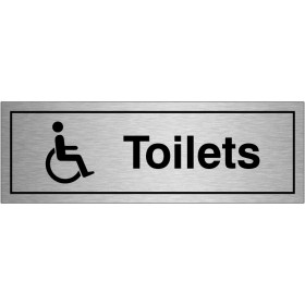 Disabled toilets brushed aluminium door sign