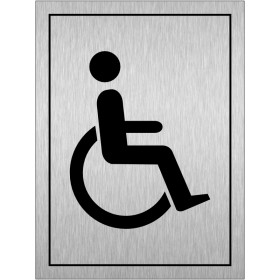 Disabled symbol toilet brushed aluminium sign