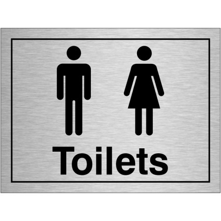 Unisex symbol toilet brushed aluminium door sign