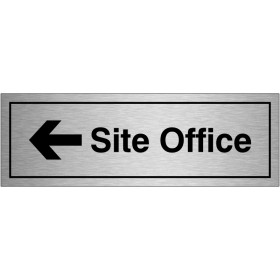 Site Office Arrow Left Brushed Aluminium Door Sign