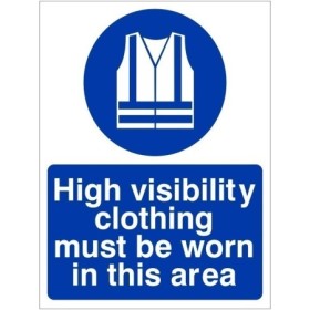 High Visibility Clothing Must Be Worn In This Area Sign with mandatory high visibility clothing symbol