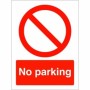 No Parking Sign with red prohibition symbol and clear text