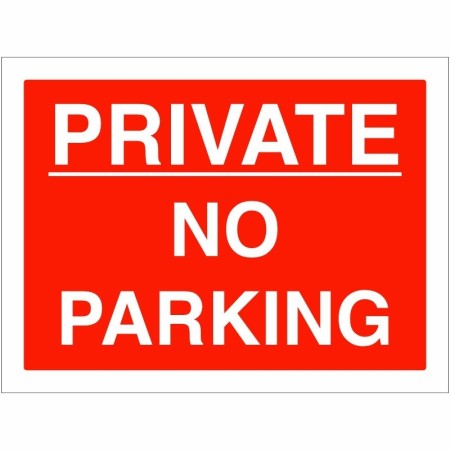Red and white Private No Parking Sign
