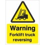 Forklift Truck Reversing Warning Sign with yellow and black forklift warning symbol