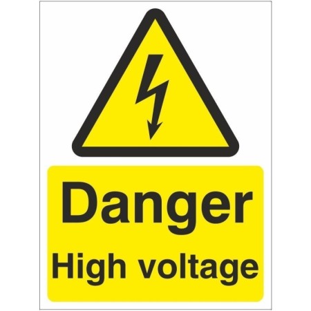 Danger High Voltage Electrical warning safety sign with electrical hazard symbol