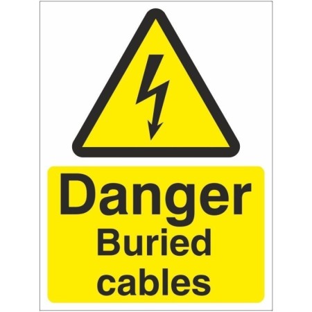 Danger Buried Cables Electrical warning safety sign with electrical hazard symbol