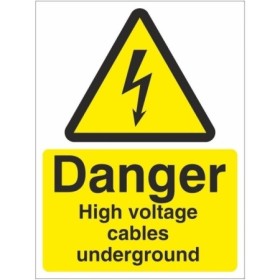Danger High Voltage Cables Underground Electrical warning safety sign with electrical hazard symbol