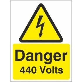 Danger 440 Volts Electrical Warning Sign