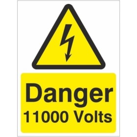 Danger 11000 Volts Electrical Warning Sign