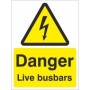 Danger Live Busbars electrical warning sign with lightning symbol