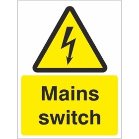 Mains Switch Electrical Hazard Sign