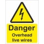Danger Overhead Live Wires electrical warning sign with electrical hazard symbol
