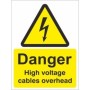 Danger High Voltage Cables Overhead electrical warning sign with electrical hazard symbol