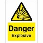 Danger Explosive Warning Sign with yellow and black explosive hazard symbol