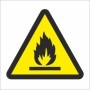 Flammable Symbol Sign with yellow warning triangle and black flame hazard symbol