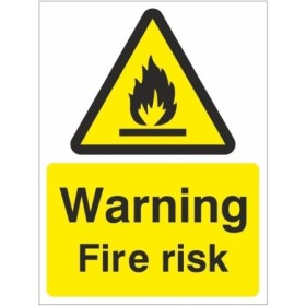 Warning Fire Risk Flammable Hazard Sign