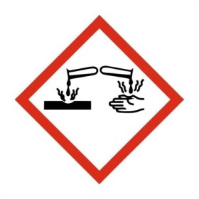 Corrosive Label Sign with corrosive chemical hazard pictogram