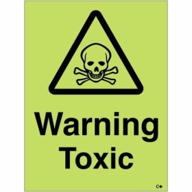 Glow in the dark Warning Toxic sign with skull and crossbones symbol