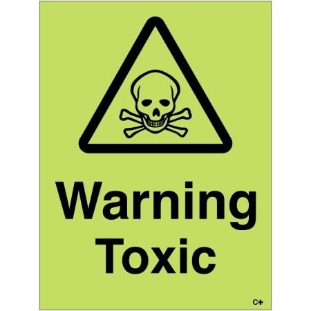 Glow in the dark Warning Toxic sign with skull and crossbones symbol