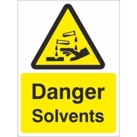 Danger Solvents Corrosive Sign with corrosive hazard warning symbol