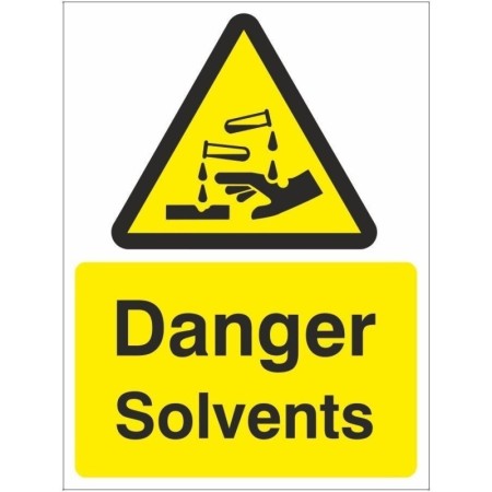 Danger Solvents Corrosive Sign with corrosive hazard warning symbol