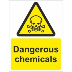 Dangerous Chemicals Toxic Sign with skull and crossbones warning symbol